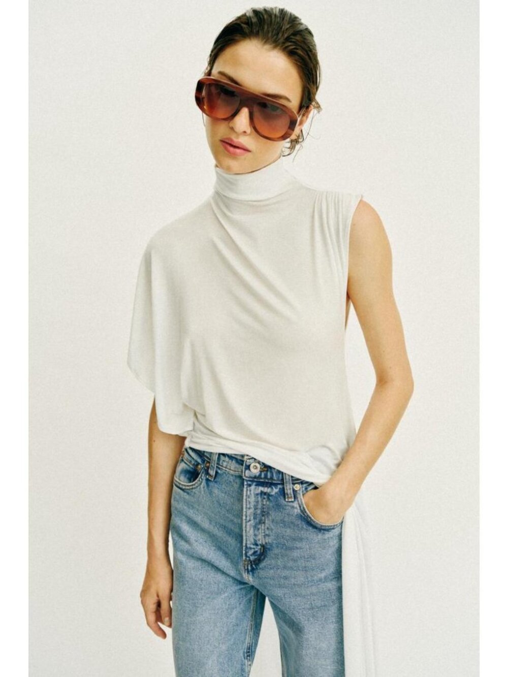 ZARA ASYMMETRIC DRAPED TOP